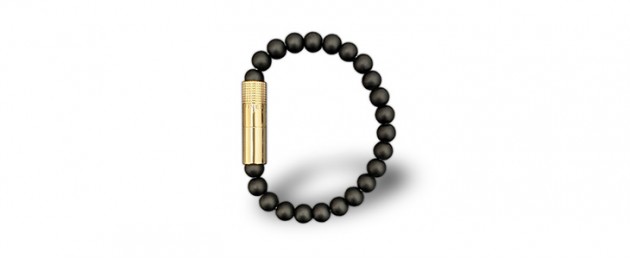 Les Fines Lames Punch Bracelet solo Gold Onyx matte