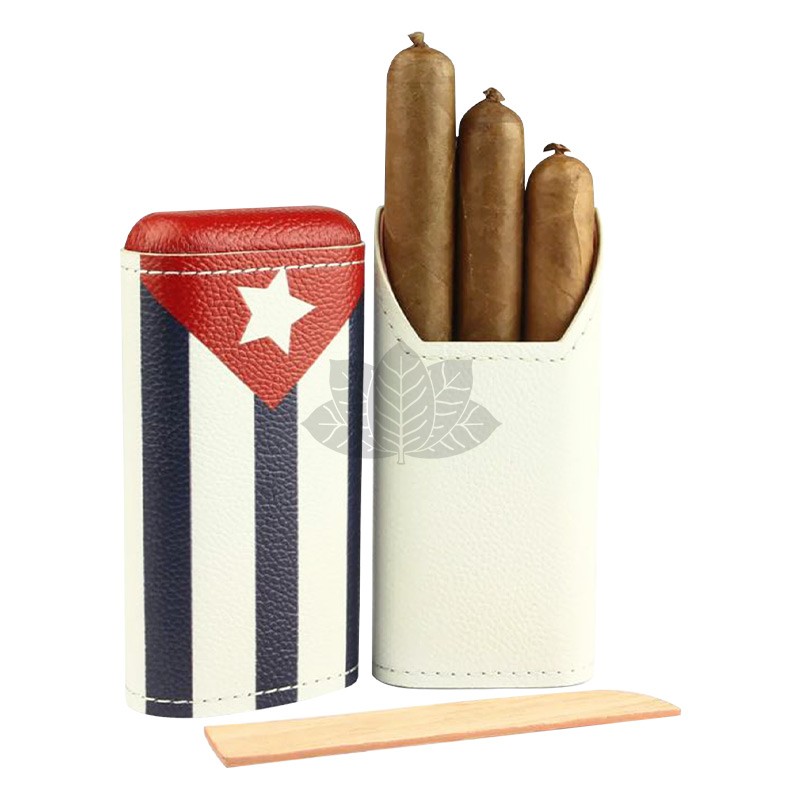 Adorini - Zigarrenetui aus Leder - 2 bis 3 Zigarren - Cuban Flag